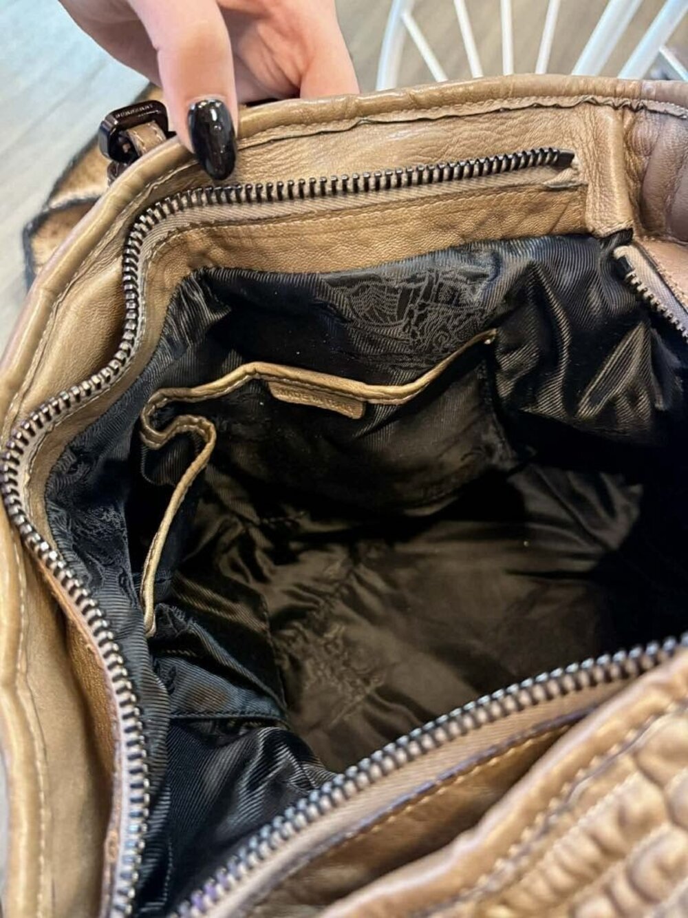 Burberry Pleated Leather Lowry Tote - Picture 3 of 9